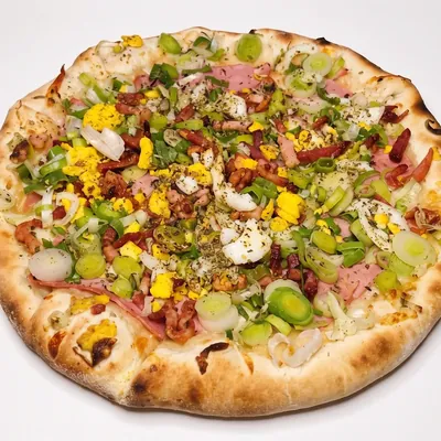 Pizza Alho-poró da Pizza Venuta, forno a lenha no Xaxim